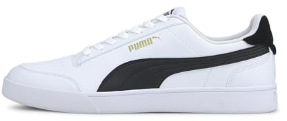 PUMA Unisex Puma Shuffle Sneaker, Puma White-Puma Black-Puma Team Gold, 44 EU