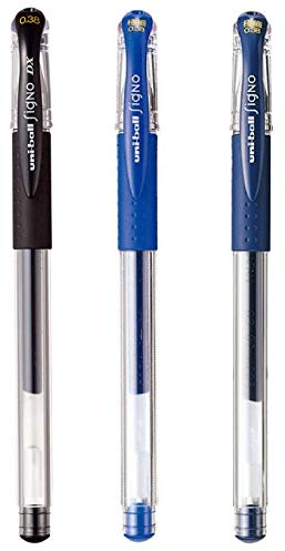 Bundle - Signo UM-151 Uni-Kugelschreiber, 0,38 mm, Schwarz, Blau und Blau-Schwarz