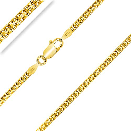 PLANETYS - Bismarck Kette Diamantiert 925 Sterling Silber 18K Vergoldet Kette - Halskette - 2.5 mm Breite Verschiedene Längen: 40-45-50-55-60-65-70 cm