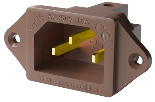 Monosaudio IC71(G) HiFi Kaltgerätebuchse AC 10A 250V C14 Vergoldete Reinkupfer Kaltgerätedose Einbaudose, 3 Pin Chassis Plattenmontage Steckverbinder