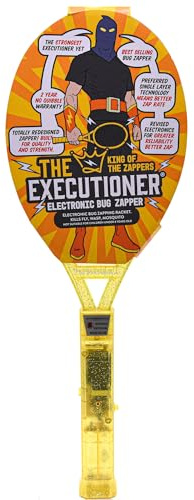 The Executioner Coloured Mosquito, Fly, Wasp, Bug, Insect Swatter/Killer and Bug Zapper Racket Single Layer for Most Efficient Zapping Indoor Outdoor Long Handle (Yellow)