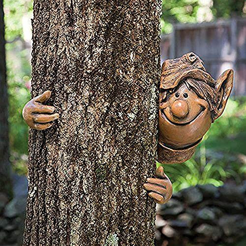 Peeker Statue de Jardin,Elf Garçon Statue Extérieur Hugger D'arbre Résine Figure de Jardin Figurine Décoration de Extérieure Ornements,Arbre Visages Peeker Art Figurine pour Yard-Voyeur de garçon 12.5