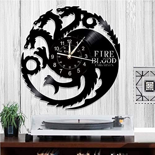Smotly Vinyl Wanduhr Langköpfige Drachen Thema Kreative Handgemachte Cartoon Animation Home Decoration Geschenke.(Gift Hook)