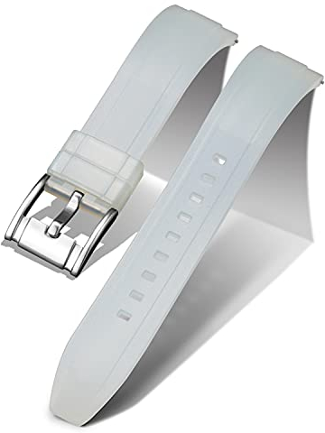 BINLUN Silikon Uhrenarmbänder Schnellverschluss Gummi Uhrenarmband Smartwatch Armband Ersatz Wasserdichte Sport Kautschuk Uhrenband für Herren und Damen (20mm, Transparentes Weiß)