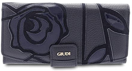 GIUDI ® - Damen-Geldbörse mit Kalbsleder, echtes Leder, Münzgeldbörse, Kartenetui, Linie Rosa FW., blau, 9,60 x 18,60 x 3,00
