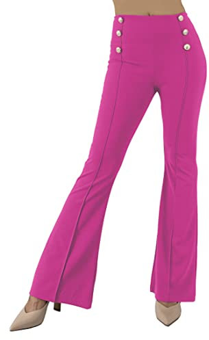 JOPHY & CO. Pantalón Campana Pata de Elefante para Mujer (cod. 6648), Fucsia, S