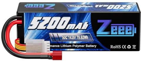 Zeee 4S Lipo Battery 14.8V 50C 5200mAh Hard case Battery with Deans Plug for RC Buggy Truggy Crawler Monster Car Boat Truck