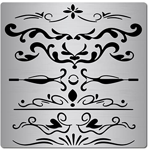 GORGECRAFT Schablonenschablonen Für Blumen Und Reben Aus Metall, 6.3,(5) cm, Edelstahl-Blattblüten-Rebenschablonen, Wiederverwendbare Zeichenschablone Zum Malen Auf Holz, Wand, Leinwand