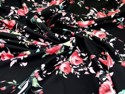 Kleiderstoff, Digitaldruck, Polyester, Schwarz, Meterware
