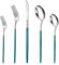 LAZAHOME Spiegel-Silber-Besteck-Set mit grünem Griff, Edelstahl-Besteck-Set für 4, 20-teiliges Küchenutensilien-Set mit Löffeln und Gabeln, spülmaschinenfest.