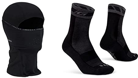 GripGrab Unisex Balaclava Sturmhauben Masken, S EU & Unisex Merino Vinter cykelsokker tykke termiske sokker med merinould cykling vintersokker kuldebes Winter Fahrradsocken, Schwarz, 38-41 EU