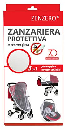 ZENZERO® - ZANZARIERA per carrozzina - per ovetto, passeggino, culletta, porta enfant - Bianca a trama fitta - UNIVERSALE - 1 pezzo
