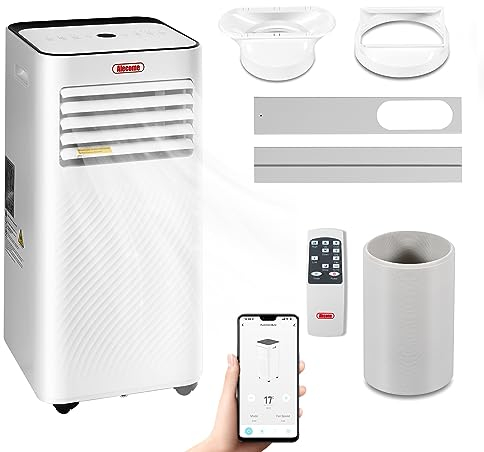 Portable Air Conditioner, 4-In-1 Air Conditioning Unit 7000 BTU, Dehumidifier, Cooling Fan with 2 Fan Speeds,Digital Display, Remote Control, 24 Hour Timer & Window Venting Kit for Rooms Up to 20sqm