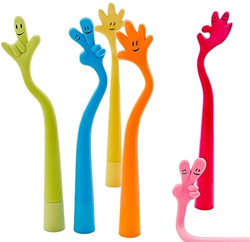 Tashce 24 Stück Niedliche Stifte aus Silikon im Hand-Design, Lustige Cartoon Stifte, Biegbar, Finger-Kugelschreiber für Kinder, Schule, Büro, Familie, Gastgeschenk