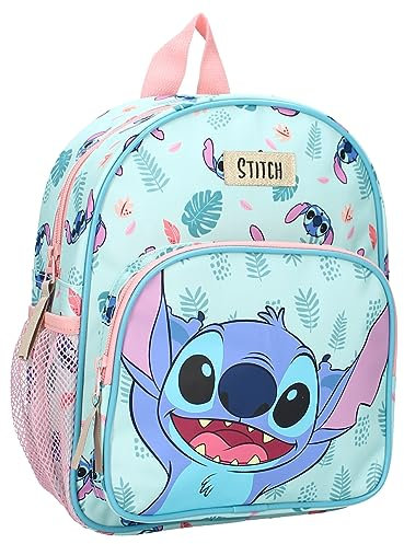 Zaino STITCH Feeling All Bright da Disney Lilo & Stitch - Zainetto per bambini | Scuola | Asilo - Colore Azzurro e Rosa - dimensioni 31x23x9cm