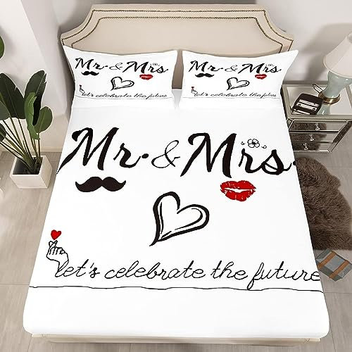 Meine Damen und Herren Spannbettlaken 90x200 cm, Bettlaken für Kinder Erwachsene, 3D Meine Damen und Herren Bettlaken Spannbetttuch 90 x 200 für Matratze bis 30 cm Höhe Mit 1 x Kissenbezügen