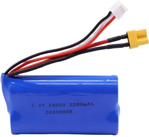 BaYte 7.4V 2200mAh Lithium Battery Pack 18650 Rechargeable Battery Electric Toys Battery with XH-3 Pin and XT30 Plug,1 PCS