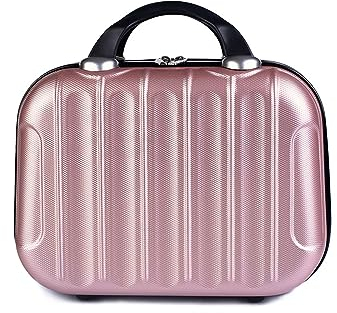 Balakaka Beauty Case da Viaggio Rigido 10L, 14 pollici Beauty Case Donna con Manico, Impermeabile ABS Trucchi Borsa per Cosmetici Può Essere Appeso ai Bagagli, Oro rosa