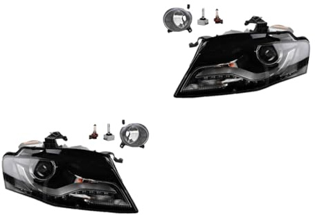 Johns, Scheinwerfer Satz passend für Audi A4 8K 11/2007-06/2010 Xenon D3S Links & Rechts + Nebelscheinwerfer + Leuchtmittel
