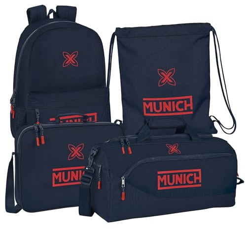 Safta | Komplettpaket Zurück zu Cole MUNICH FLASH Sporttasche, außerschulische Geldbörse, Flacher Sack adapt.Trolley - Pack MUNICH Einzigartiges Design und offizielle Lizenz, bunt, ST, Klassisch