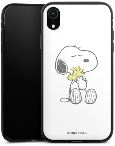 Slim Case extra dünn kompatibel mit Apple iPhone Xr Silikon Handyhülle schwarz Hülle Peanuts Snoopy Liebe