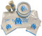 OLYMPIQUE DE MARSEILLE Pack 57 pièces Om : 1 Nappe 12 x Gobelet 12 x Assiette 20 x Serviette 12 x Sac à Bonbons - Collection Officielle