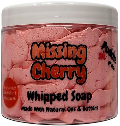 Lost Cherry Whipped Soap Body Wash - 150g - Natural Oils and Butters - Perfume Scent - Vegan Friendly - Puddle of Wax - Made in the UK