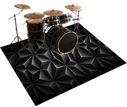 Qesjodfu Schlagzeugteppich 150 x 120 cm Schallschutz Teppich Drum-Teppich Schallschutzmatte Professionelle Drum Teppich Musikinstrumente Bodenmatte rutschfest Schlagzeugteppiche Trommelteppich