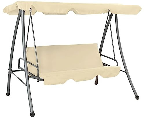ShGaxin Hollywoodschaukel mit Sonnendach, Gartenschaukel, Garten Schaukel, Schaukelgestell, Schaukel Garten, Schaukelgerüst, Sandweiß