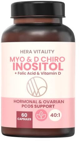 Inositol Supplement for Women – 60 Capsules | Myo-Inositol & D-Chiro 40:1 with Vitamin D & Folic Acid | PCOS, Fertility, Hormonal Balance, Cycle Support – HERA Vitality