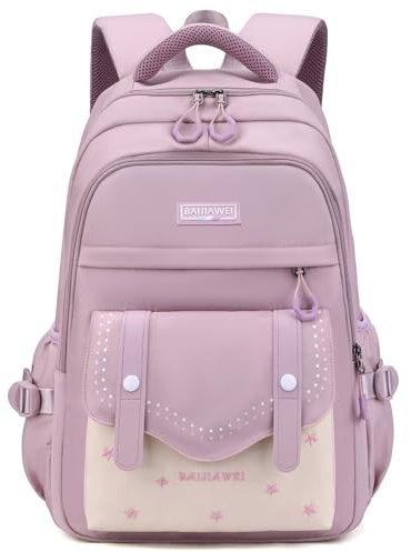 Amythe Zaino Scuola Media e Superiore per Ragazza, 2025 Grande Zaino Scuola Ragazzi Adolescenti per 15.6 Laptop, Zaini da Viaggio Casual Impermeabile,30L-Lilla