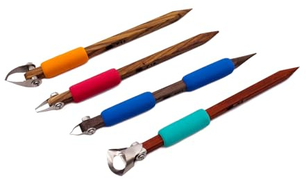 The Original DiamondCore Tools: 4-Pack Pottery Carving Tool Set ‚ P11, P19, FP1, X2, Clay Carving, Ceramic Sculpting, Sgraffito, Relief Fluting (Set 2)