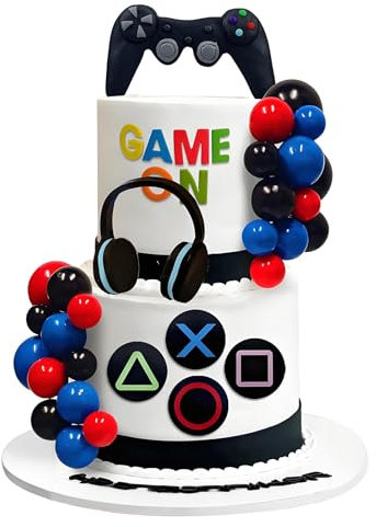 Videospiel Torten Deko,30 Stück Geburtstagsdeko Gaming Kuchen Deko Videospiel Cake Topper Happy Birthday,Game Thema Dekoration Spielkonsolen für Babydusche Jungen Geburtstag Party