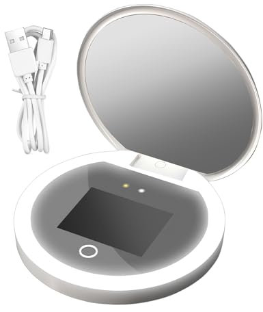 Generisch UV -Kamera - Eitelkeitsspiegel Smart Makeup Mirror | Tragbarer Faltbarer Vergrößerungsspiegel | Dimmbarer LED-Licht -Side-Kompakt für Reisebadbad Hautpflegeanalyse wiederaufladbar 2X Zoom
