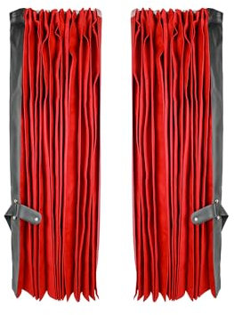 LKW Gardinen, Fenstergardinen, Gardinen passend für alle LKW mit Polyester Rot mit schwarzer Lader Kante + Haken/für Windschutzscheibe (2tlg.)