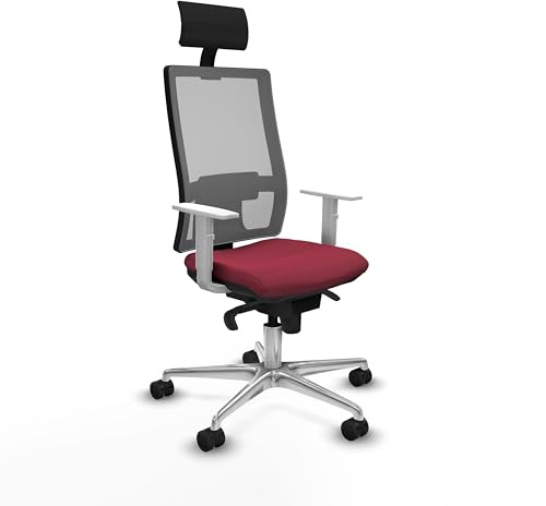 Piqueras y Crespo - Sillas de Escritorio Estilo Industrial Hornas con Brazos Blancos, Respaldo Regulable, cabecero Fijo y Apoyo Lumbar 1D, Ideales para mesas Altas.