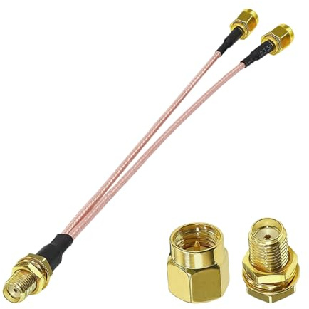Splitter Cable 15cm 4G LTE SMA - Female to Dual Male Antenna Adapter Compatible with Wireless Router, SDR Dongle, Industrial Router, Mobile Modem