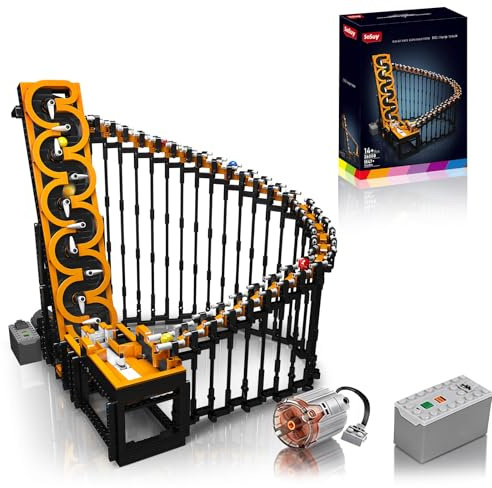 Sosuy Set Costruzione Montagna Russa Arpa Motorizzata, Pista con Loop e Meccanismo di Sollevamento, Giocattolo STEM per Bambini, Adolescenti, Adulti, Regalo di Natale per Ragazzi, Uomini e Donne