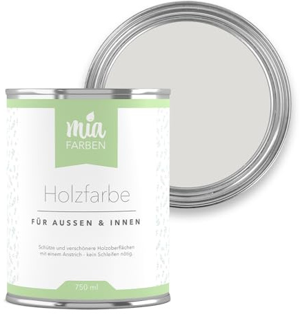 miafarben Holzfarbe ohne Schleifen matt 750ml (Ruhiges Felslicht) | Wetterfeste Holzfarbe für außen und innen, hochdeckend und wasserbasiert, für Möbel, Türen, Zäune und Gartenhaus