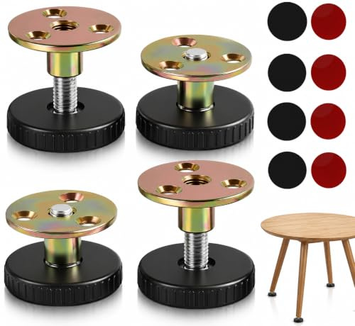 CanQuanSWZX 4PCS Pied de Meuble Reglable, 30-43 mm, Pieds Réglables en Hauteur pour Meubles, Percé ou Autocollant, Pieds pour Chaises, Tables, Armoires et Canapés