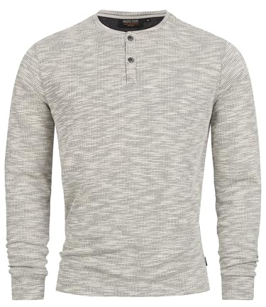 Indicode Herren INVitus Strick-Langarmshirt Longsleeve aus Baumwollmix | Klassisches Strick Langarmshirt aus weichem Baumwollmix, Henleyshirt, Longsleeve, Herrenshirt, Freizeitshirt für Männer