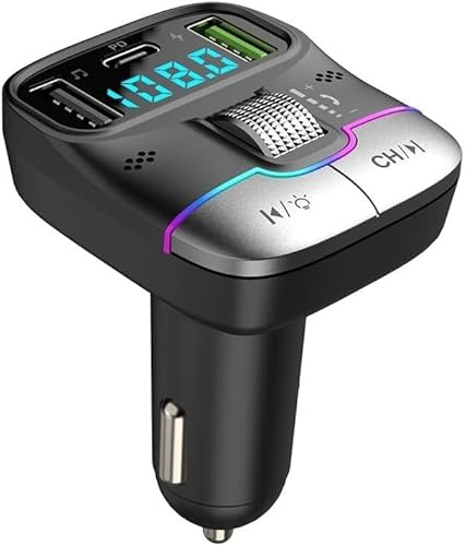 FM Transmitter, Bluetooth 5.4 Car & PD Fast Charger – 12V Cigarette Lighter Adapter with Dual USB Ports, Wireless Music & Hands-Free Calling