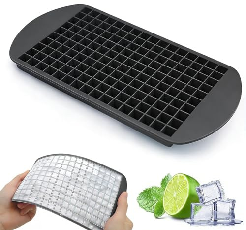 Zonopy Silicone Ice Cube Tray,160 Mini Crushed Ice Cube Molds Easy Release Small Ice Cube for Chilling Whiskey Cocktail Kitchen Gadgets Stackable Ice Trays, 1cm³ mini ice Cubes,Without lid,1 Pack