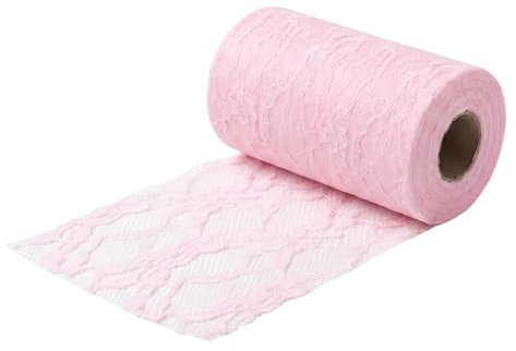 G.schmückt Tischband Dekoband Spitze, Spitzenband auf Rolle, Tischläufer Dekoläufer zuschneidbar Geburtstag, Taufe, Kommunion, Hochzeit (25m x 15cm, Rosa)