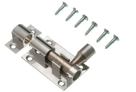 DOOR BOLT BARREL SLIDE LOCK 38MM 1 1/2 INCH CHROME WITH SCREWS