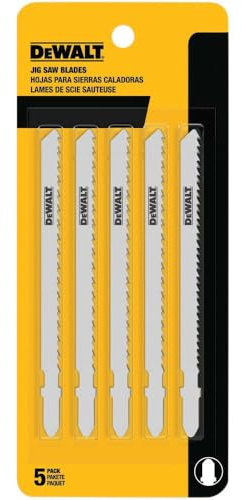 DEWALT DW3753-5 4-Inch 6 TPI Fast Clean Cut Wood Cobalt Alloy Steel T-Shank Jig Saw Blade (5-Pack)