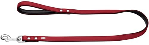 Führleine Basic Farbe rot/schwarz, Größe 18/100 | beschichtetes Spaltleder, Kunstleder, Handschlaufe, witterungsbeständig, Farbe: rot, Größe: 18/100