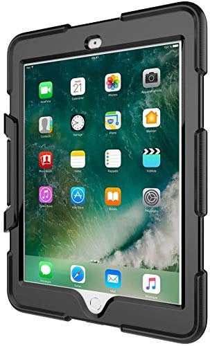 TECHGEAR G-SHOCK Case for iPad Air 9.7 (1st Generation) Tough Rugged Heavy Duty Armour Shockproof Survival Protective Case with Detachable Stand - Kids Work School Builders Case (Black)