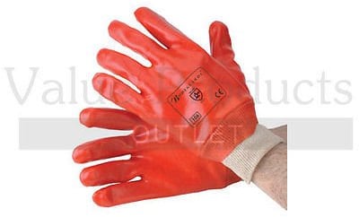 Red PVC Coated Work Gloves - 12 Pairs