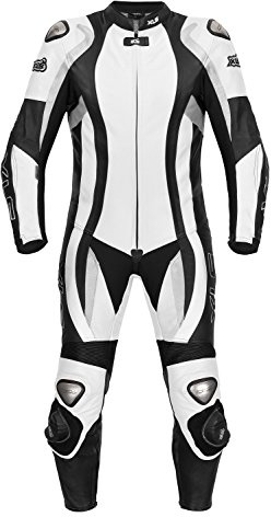 XLS Lederkombi, einteilige Motorradkombi, Herren Einteiler, Echtleder, Schwarz Weiß als Langgröße (110)